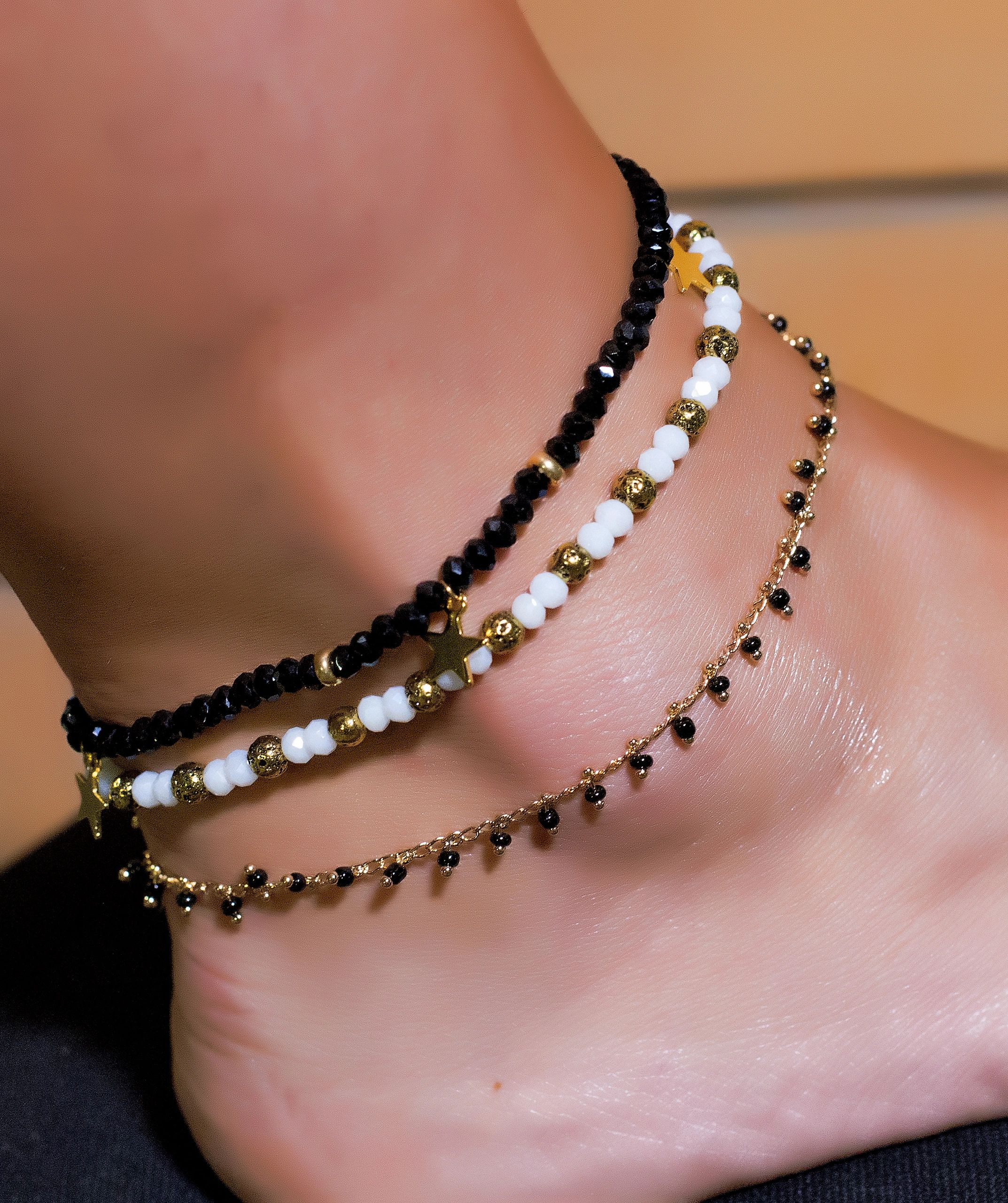 modern minimal beaded anklet