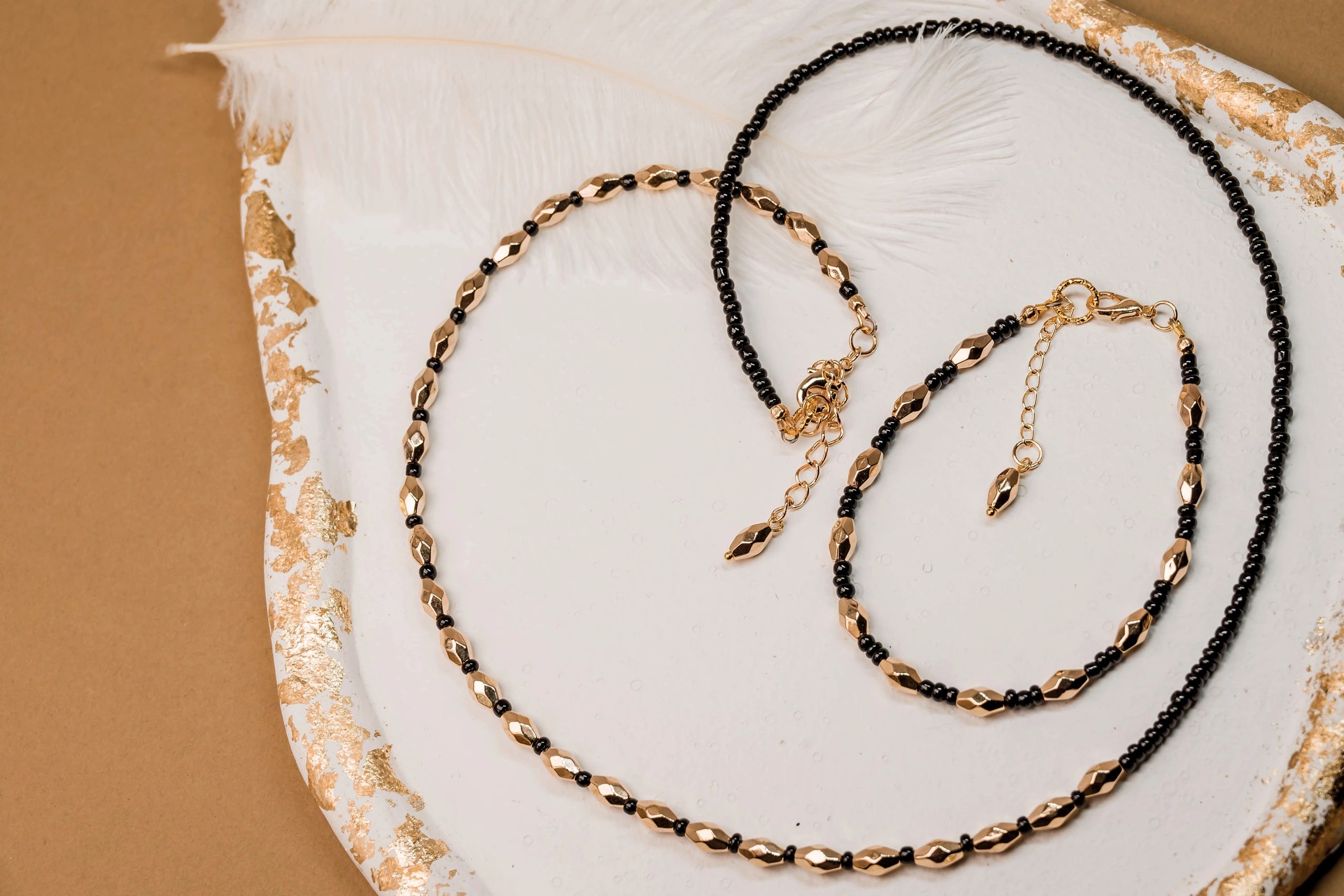 modern minimal beaded anklet