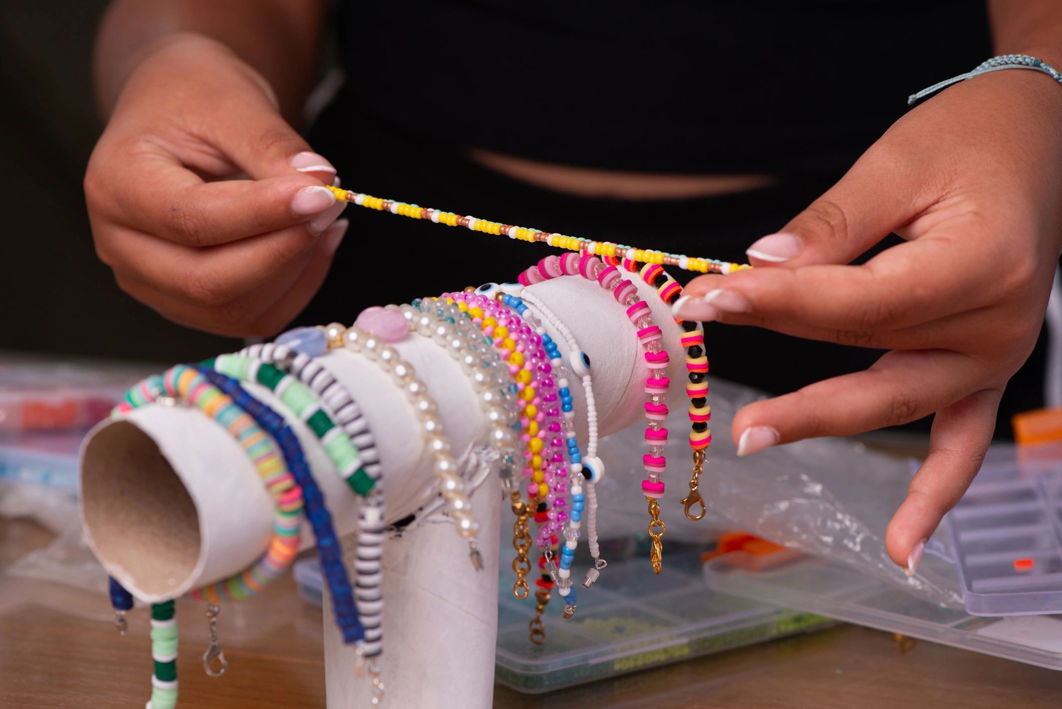 vibrant beads anklet minimal style